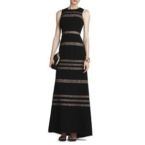 BCBG Max Azria Long Gown, Black w Lace Inset 2